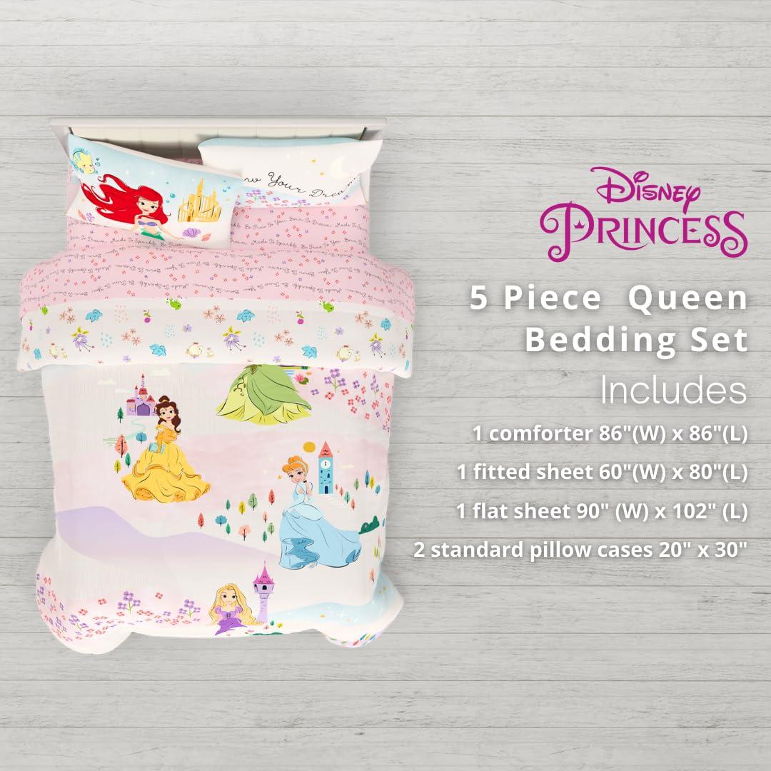 Franco Disney Princess Kids Bedding Super Soft & Cozy Comforter and Sheet Set, Queen, (Officially Licensed Product) - Image 3