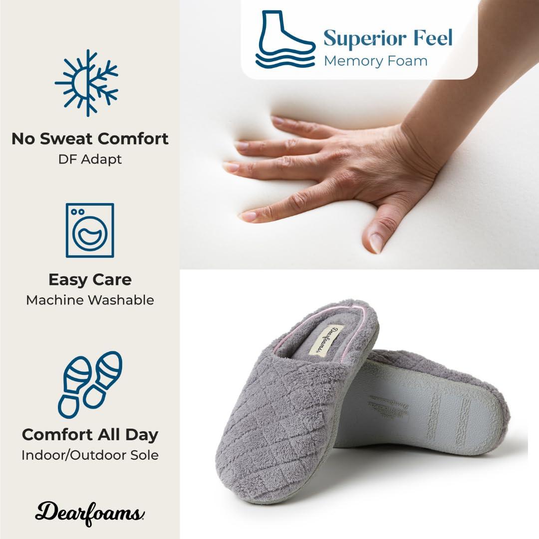 Dearfoams Women's Leslie Quilted Terry Clog with Wide Widths Slipper - Image 5