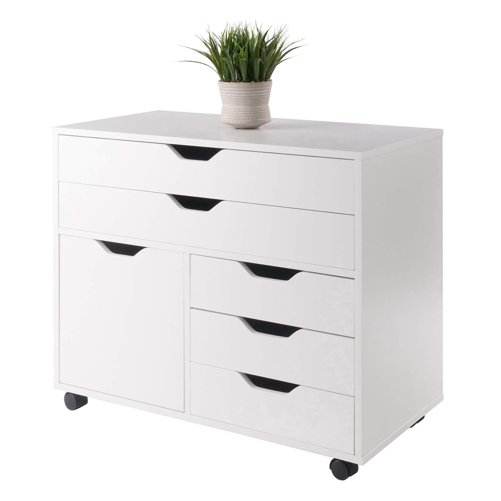 Winsome Halifax 3-Section Mobile Cabinet with 5 Drawers, for Living Room, Home Office, White - Image 9