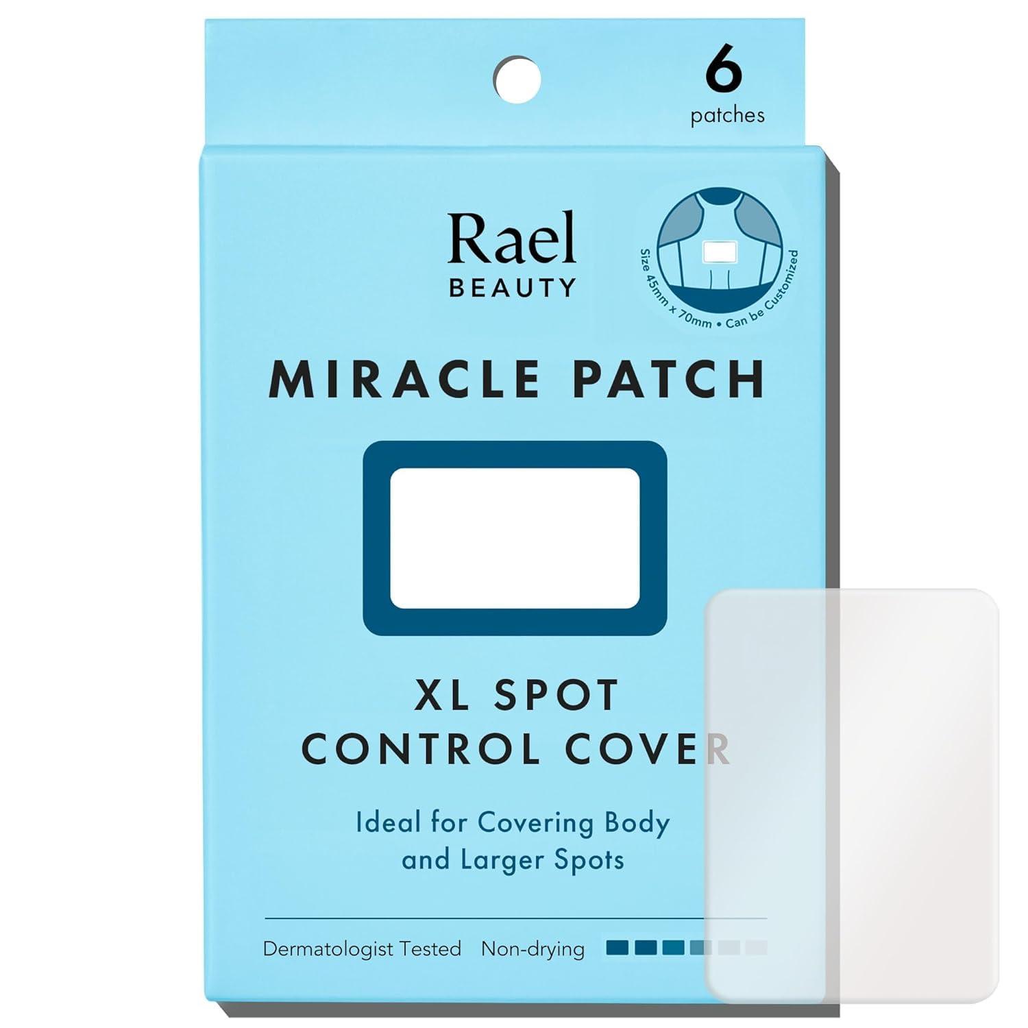 Rael Pimple Patches, Miracle XL Spot Control Cover - Hydrocolloid Acne Patch for Face, Zits & Blemish, Back and Body, Korean Skin Care, Vegan, Cruelty Free (6 Count)
