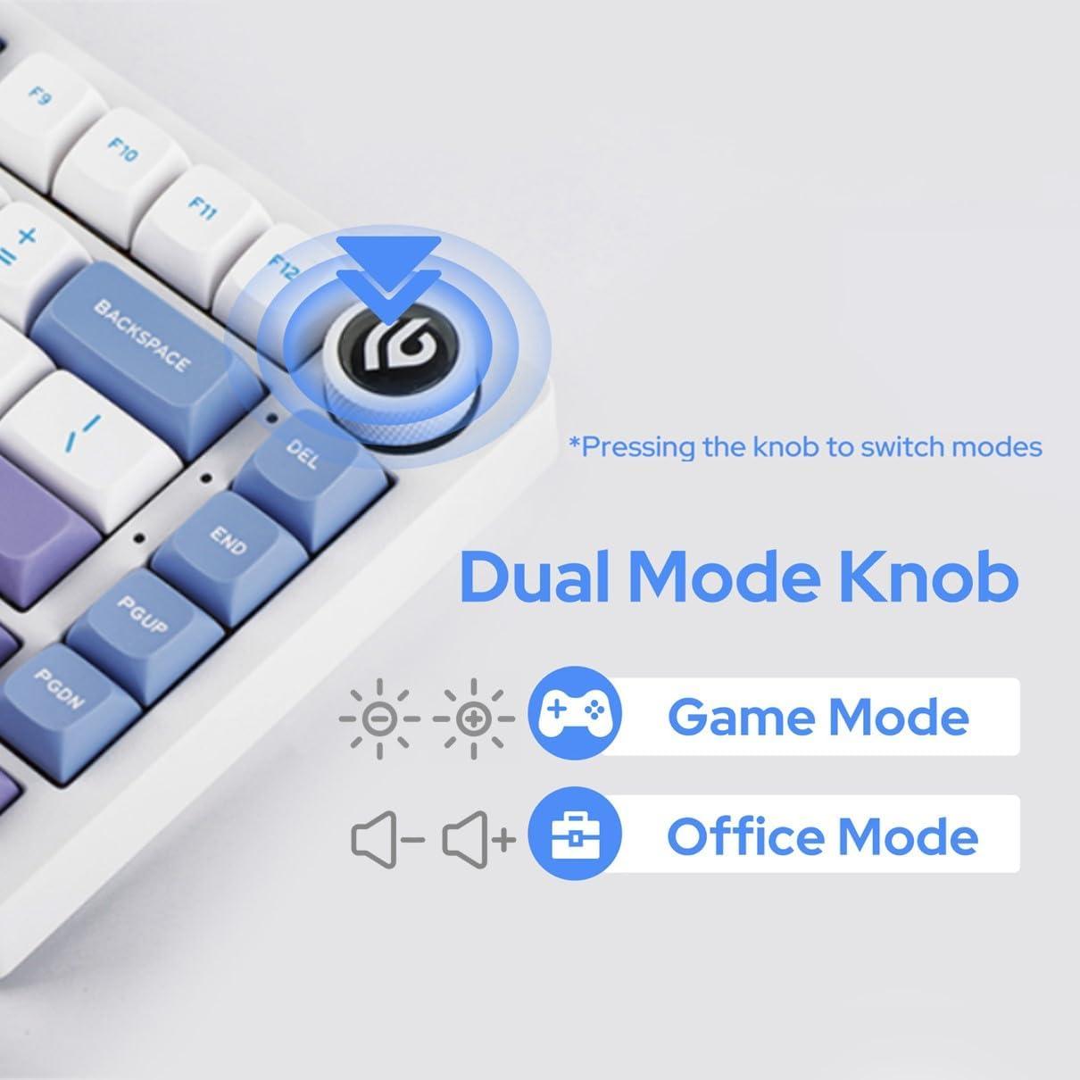 EPOMAKER x LEOBOG Hi75 Aluminum Alloy Wired Mechanical Keyboard, Programmable Gasket-Mounted Gaming Keyboard with Mode-Switching Knob, Hot Swappable, NKRO, RGB (White Purple, Nimbus V3 Switch) - Image 3