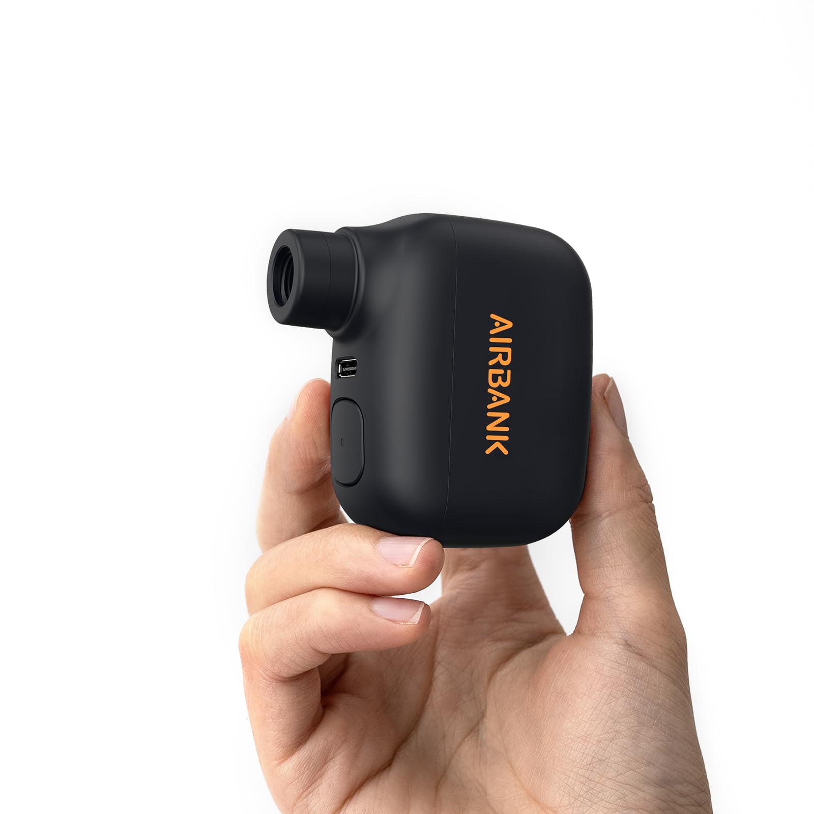 AIRBANK Mini Bike Pump POCKET SE, 100 PSI Electric Bicycle Air Pump for Road Bikes, Portable Bicycle Pump, Bicycle Tire Inflator for Schrader and Presta Valve with Rechargeable Battery