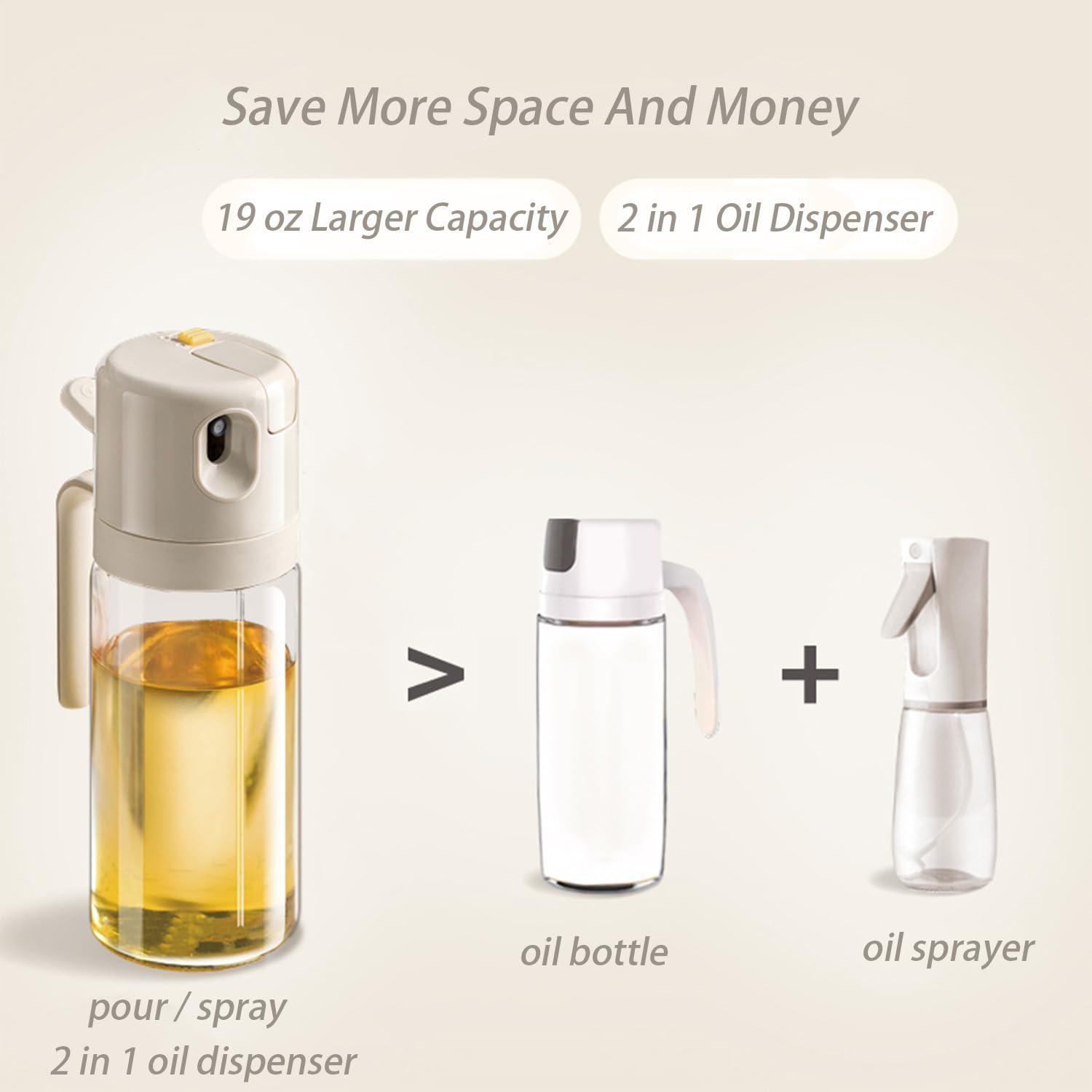 JANSSE 2 in 1 Glass Oil Sprayer and Dispenser for Kitchen, 550ml Olive Oil Bottle, Leakproof Food-Grade Oil Mister & Pourer for Air Fryer, BBQ, Salad, Baking - Image 6