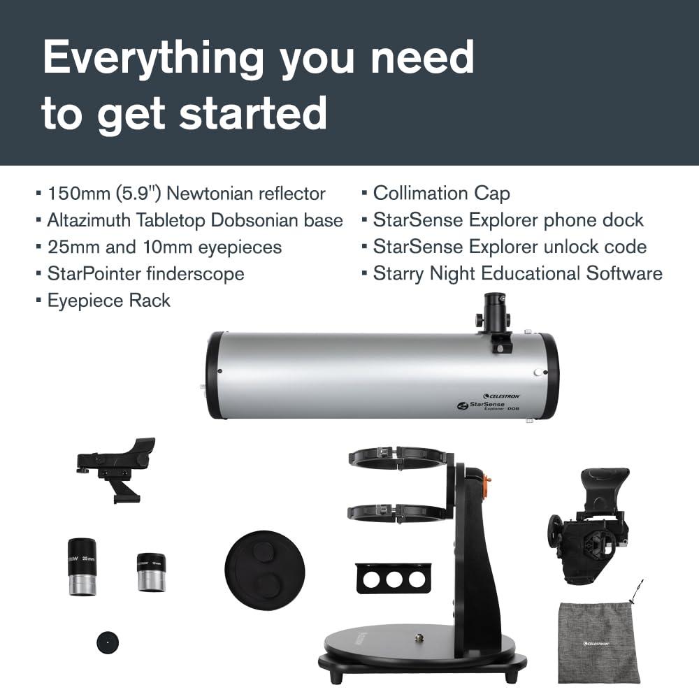 Celestron 22482 StarSense Explorer 150mm Tabletop Dobsonian Smartphone App-Enabled Telescope Works with StarSense App to Help You Find Nebulae, Planets & More – iPhone/Android Compatible - Image 9