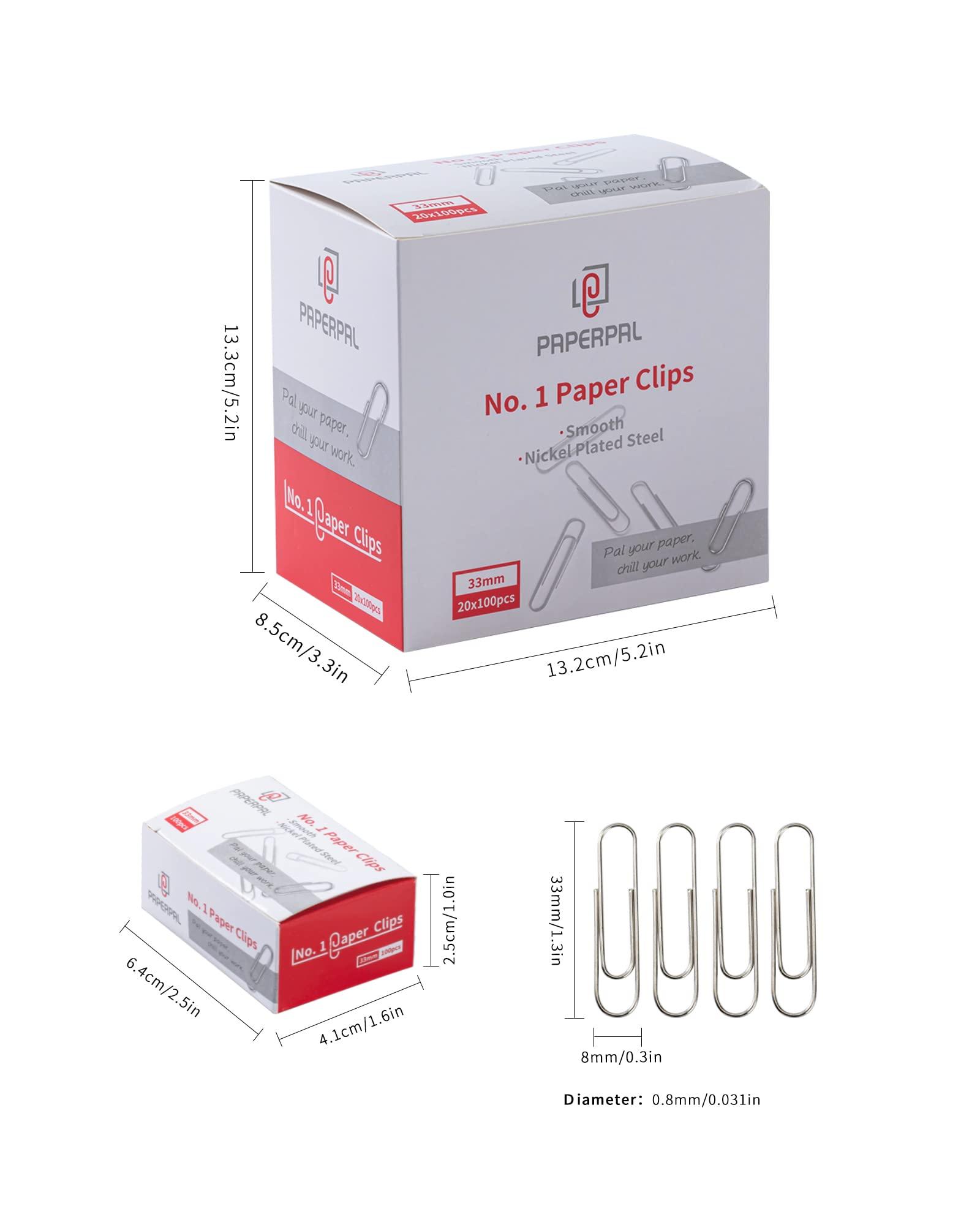 PAPERPAL #1 Smooth Paper Clips, 2000 Medium Paper Clips (20 Boxes of 100 Each), Bulk Paperclips for Office School & Personal Use, Daily DIY, 1-2/7" Silver Paper Clip Standard Size - Image 3