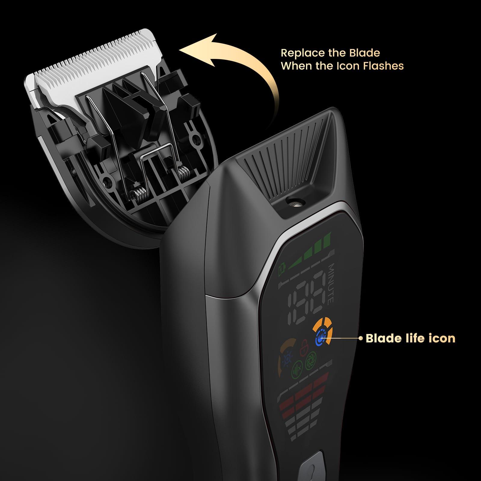 ENSSU Hair Clippers for Men Professional, Rechargeable Hair Trimmer Cordless Barber Clippers with 50mm Blade, Large LED Display, 180-Minutes Runtime for Home Hair Cutting (Black with LCD) - Image 6