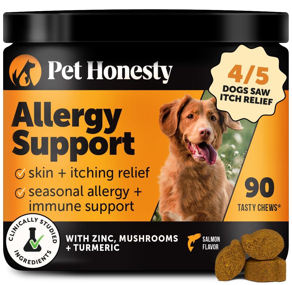 Dog Allergy & Itch Relief - Advanced Itch Supplement with Probiotics for Dogs - Immune Support & Skin Relief for Seasonal Allergies - Natural Itchy Skin & Paw Relief - (Salmon, 90 Ct)