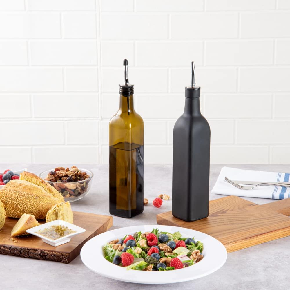 Restaurantware RW Base 16.9 Ounce Olive Oil Dispenser 1 Kitchen Oil Dispenser Bottle - With Stainless Steel Pourer Non-Leaking Black Glass Olive Oil Pourer For Cooking Or Salad Dressings - Image 5