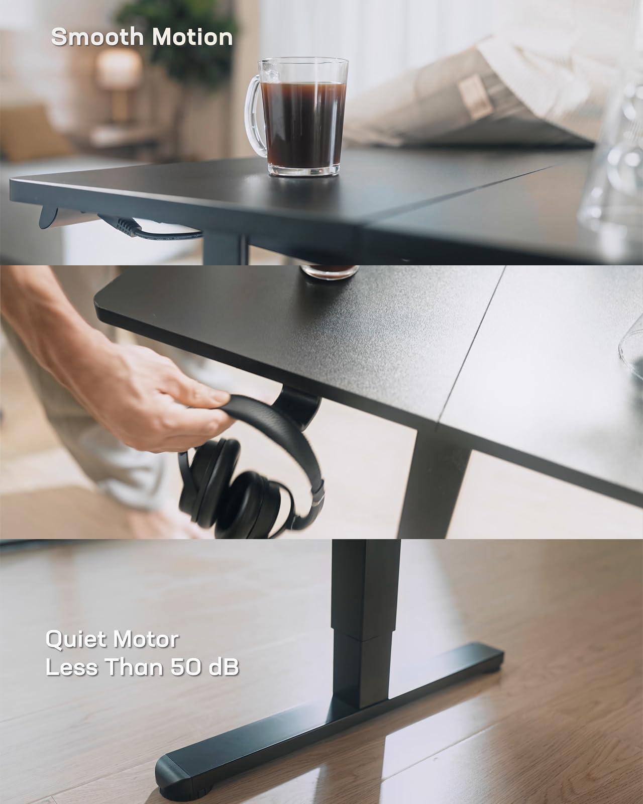 Marsail Standing Office Desk,Adjustable Heights,Stand Up Desk,63x24 Inches Desktop Sit Stand Home Office Gaming Computer Desk with 4 Memory Presets,Headphone Hook,Cable Organizer,Black. - Image 5
