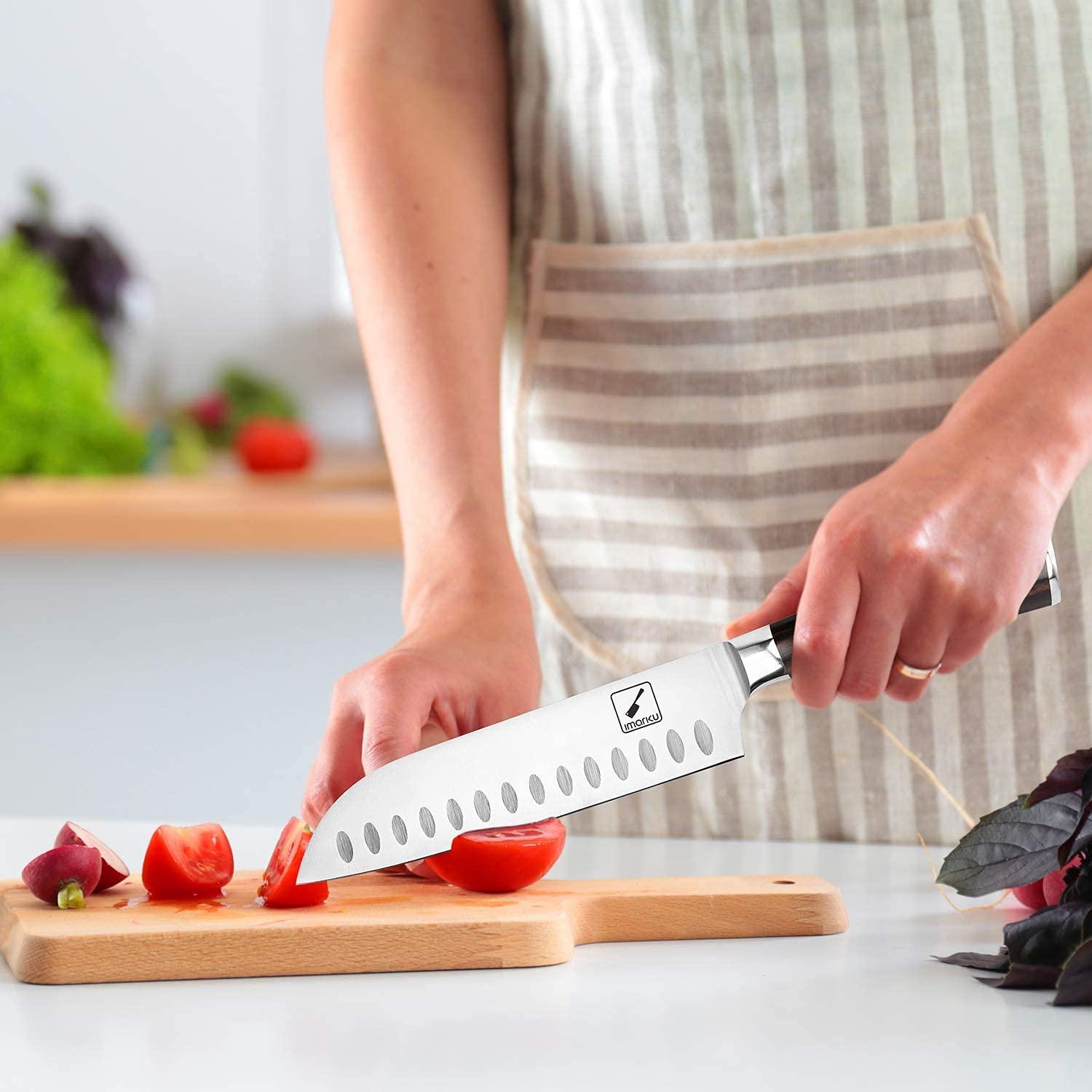 imarku Chef Knife 7 Inch Kitchen Knife Ultra Sharp Santoku Knife - 7Cr17Mov Japanese Chefs Knife, Kitchen Gadgets 2025, Apartment Essentials, Birthday Gifts for Him Her, Best Gifts for Women Men - Image 7