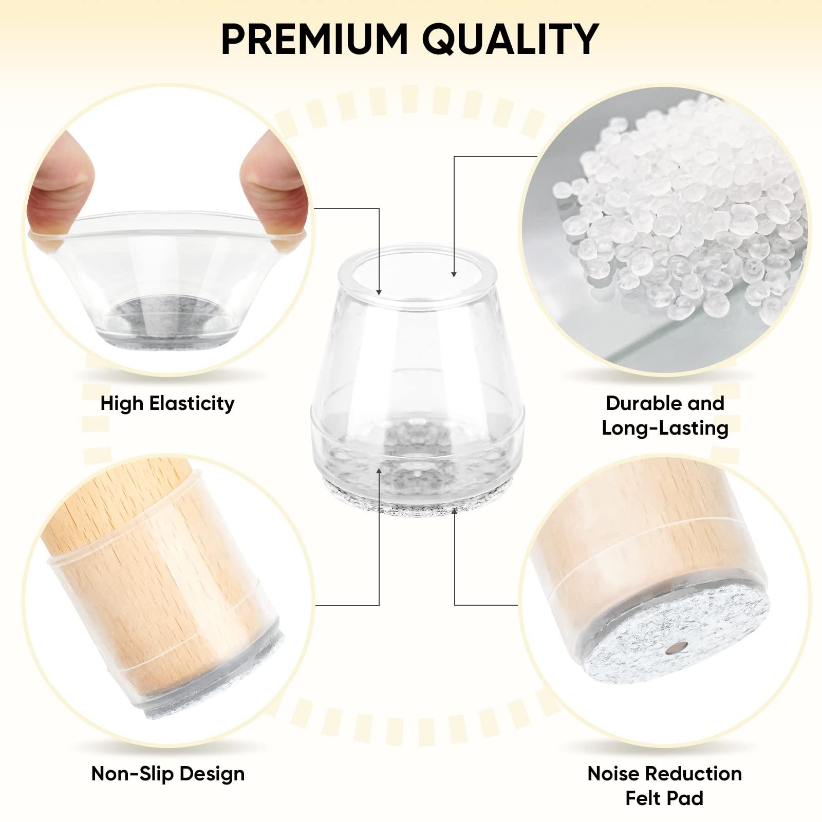 BALEINE 16 Pack Silicone Chair Leg Floor Protectors, Stool Leg Protectors Cap, Non-Slip Chair Leg Caps for Hardwood Floors (Clear & Small, 16 Pack) - Image 3