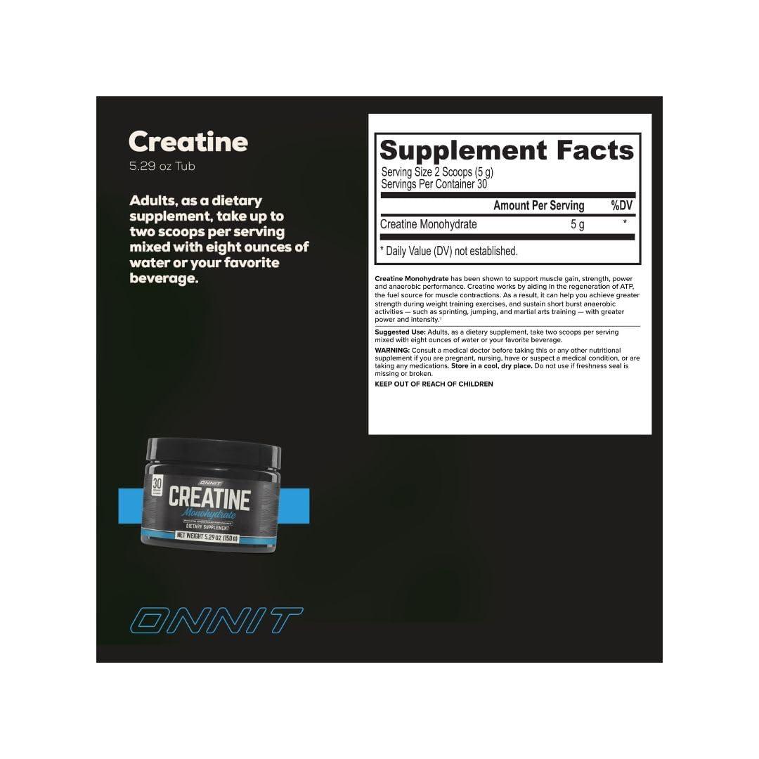 ONNIT Creatine Monohydrate Powder, Creatine Powder Supplement That Promotes Strength and Power, 30 Servings per Tub, 5.29 oz - Image 2