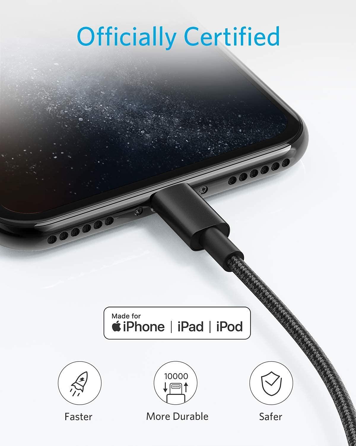 Anker USB A to Lightning Cable(6FT, 2Pack), MFi Certified Nylon USB to Lightning Cord for iPhone 14/13/12/11 Pro/11/XS MAX/XR/8/7/6s Plus Cable(Black) - Image 4
