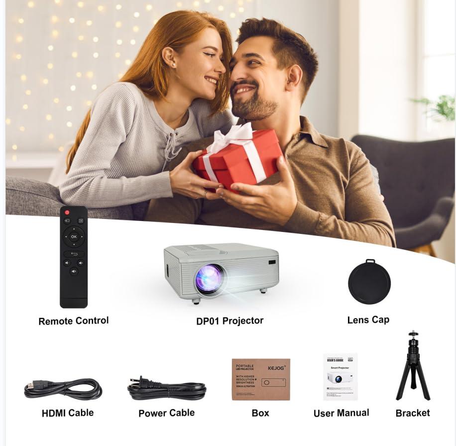 Mini bluetooth Projector(Phone HDMI Cable Included)Support 4K Native 1080P Portable Movie Projectors,outdoor small Projector,room wall Projector Compatible with Android/iOS/Windows/TV Stick/HDMI/USB - Image 7