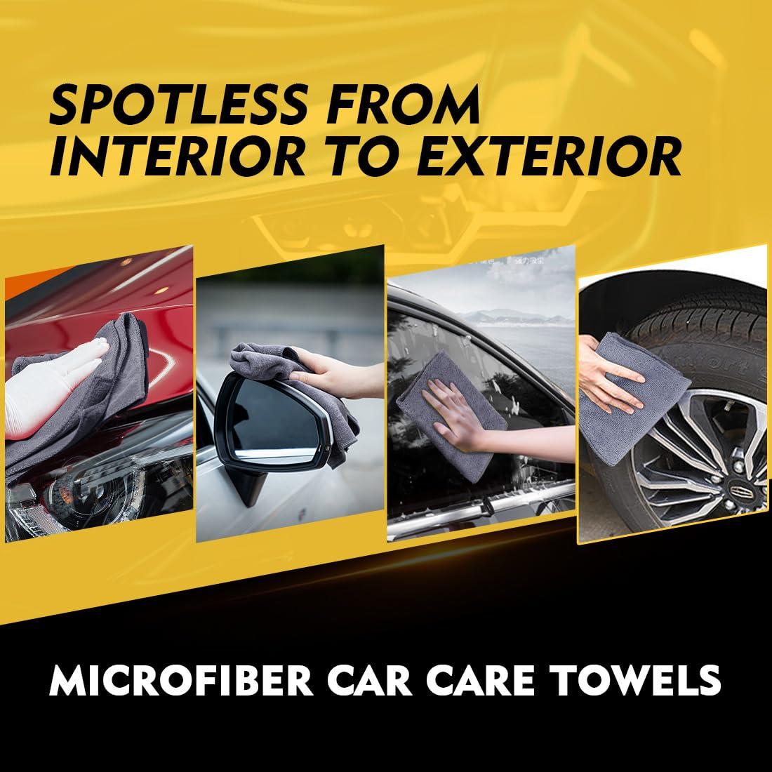 HOMEXCEL Microfiber Cleaning Cloth 12 Pack, 12.5 x 12.5 inch Microfiber Towels for Cars, Ultra Absorbent Car Washing Cloth, Lint Free Streak Free Cleaning Rags for Car, Kitchen, and Window (Grey) - Image 5