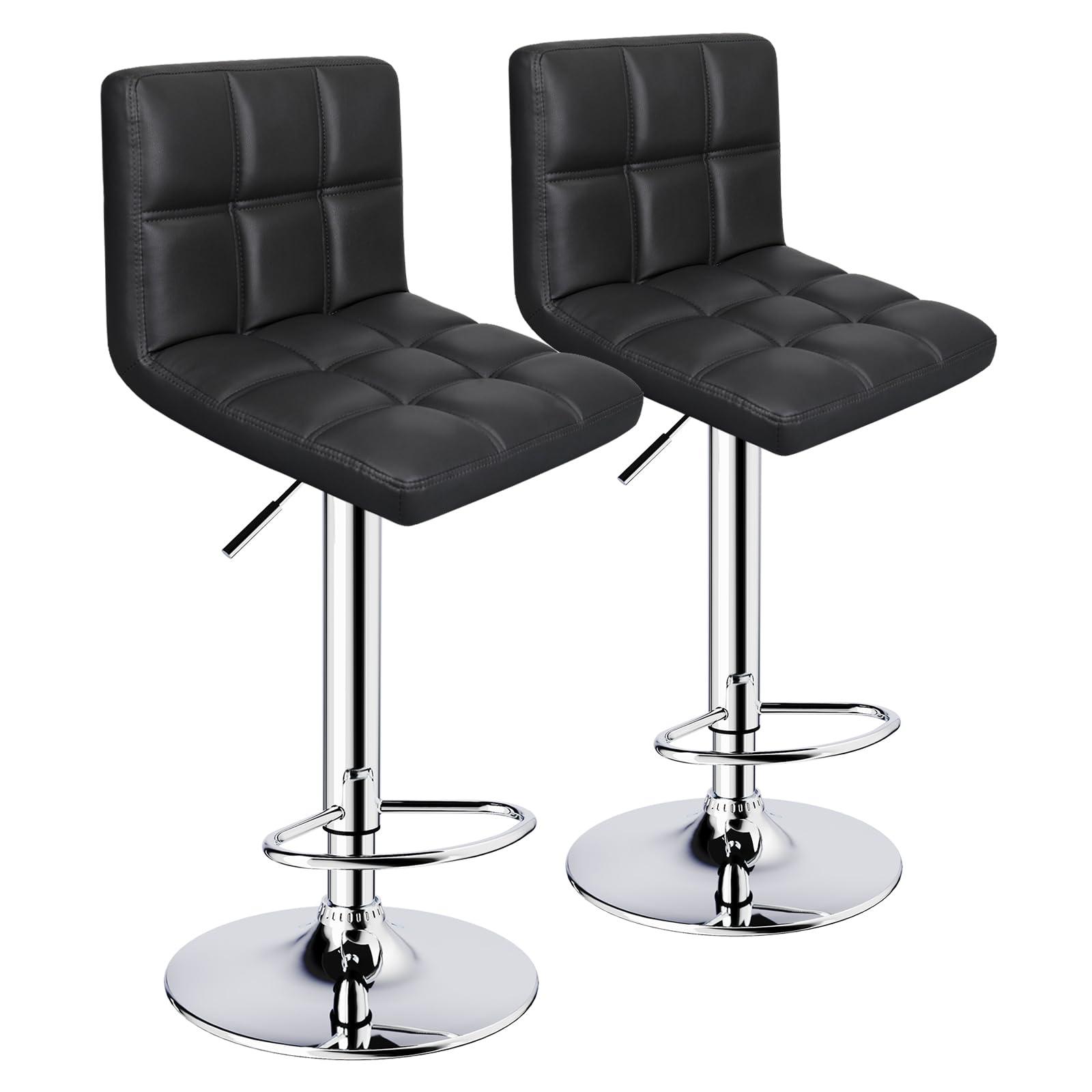 ERGOSEAT 6-Squares Back with Double Needle Adjustable Bar Stools, Set of 2, Black - Image 4