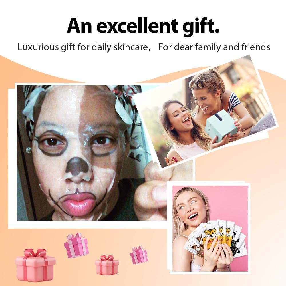 8 Pack Animal Character Kids Face Masks Spa, Korean Soothe Facial Sheet Mask for All Skin Types, Spa Masks For Girls, Girls Night Skincare Spa Party, Birthday Gifts for Women Men, (Animal 8Pcs) - Image 6