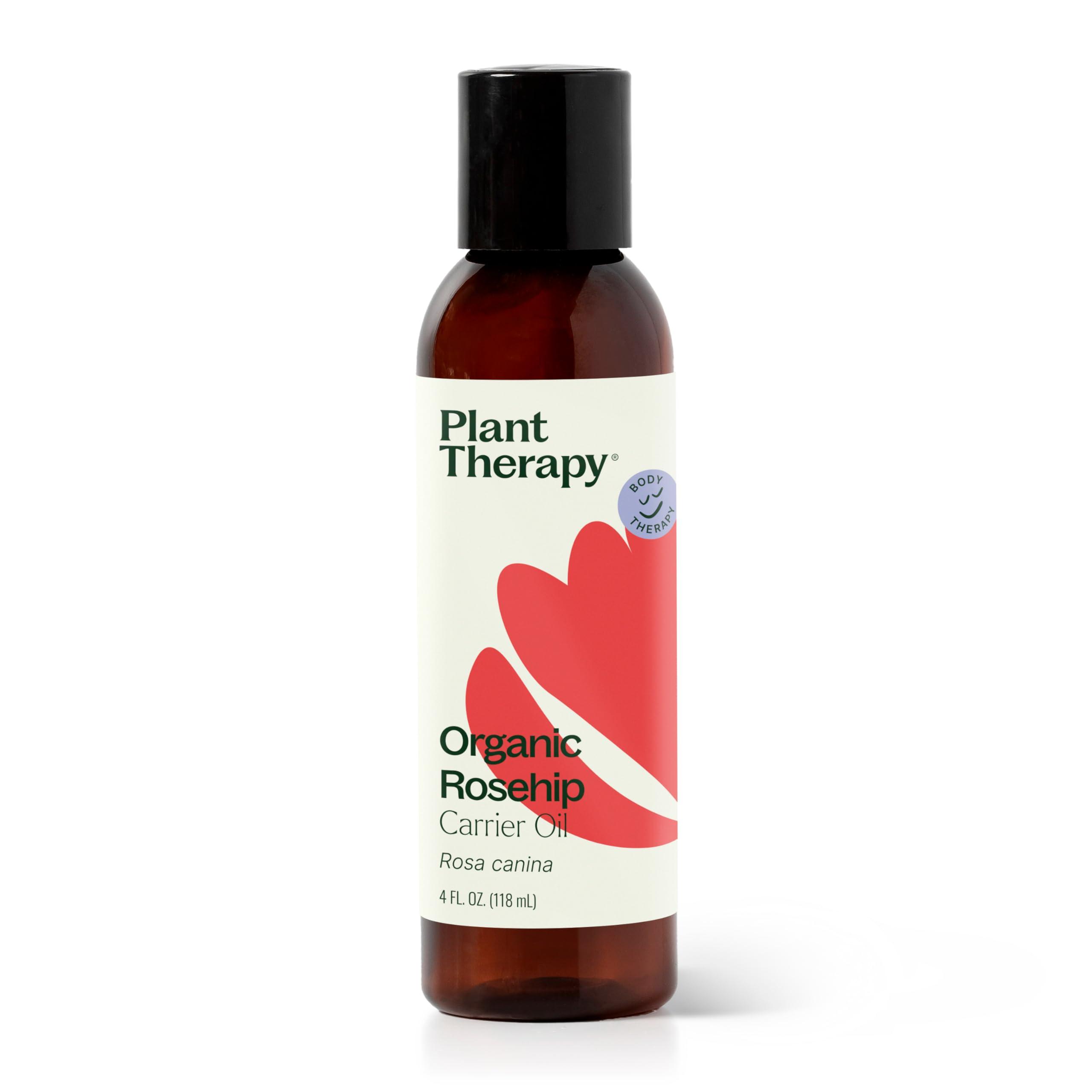 Plant Therapy Organic Rosehip Carrier Oil 4 oz Cold Pressed, Extra Virgin, Vitamins A and E & Essential Fatty Acids