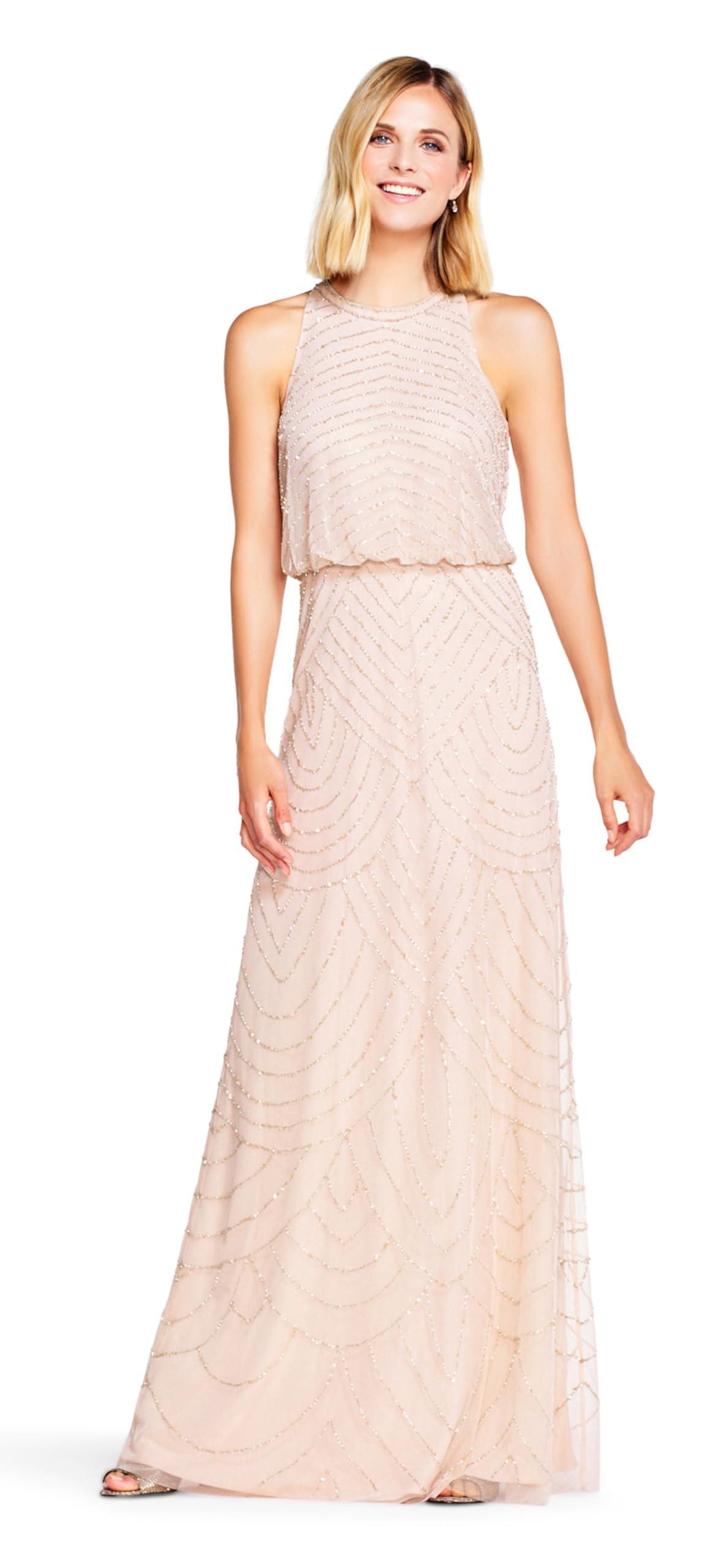 Adrianna Papell Women's Halter Art Deco Beaded Blouson Dress - Image 3