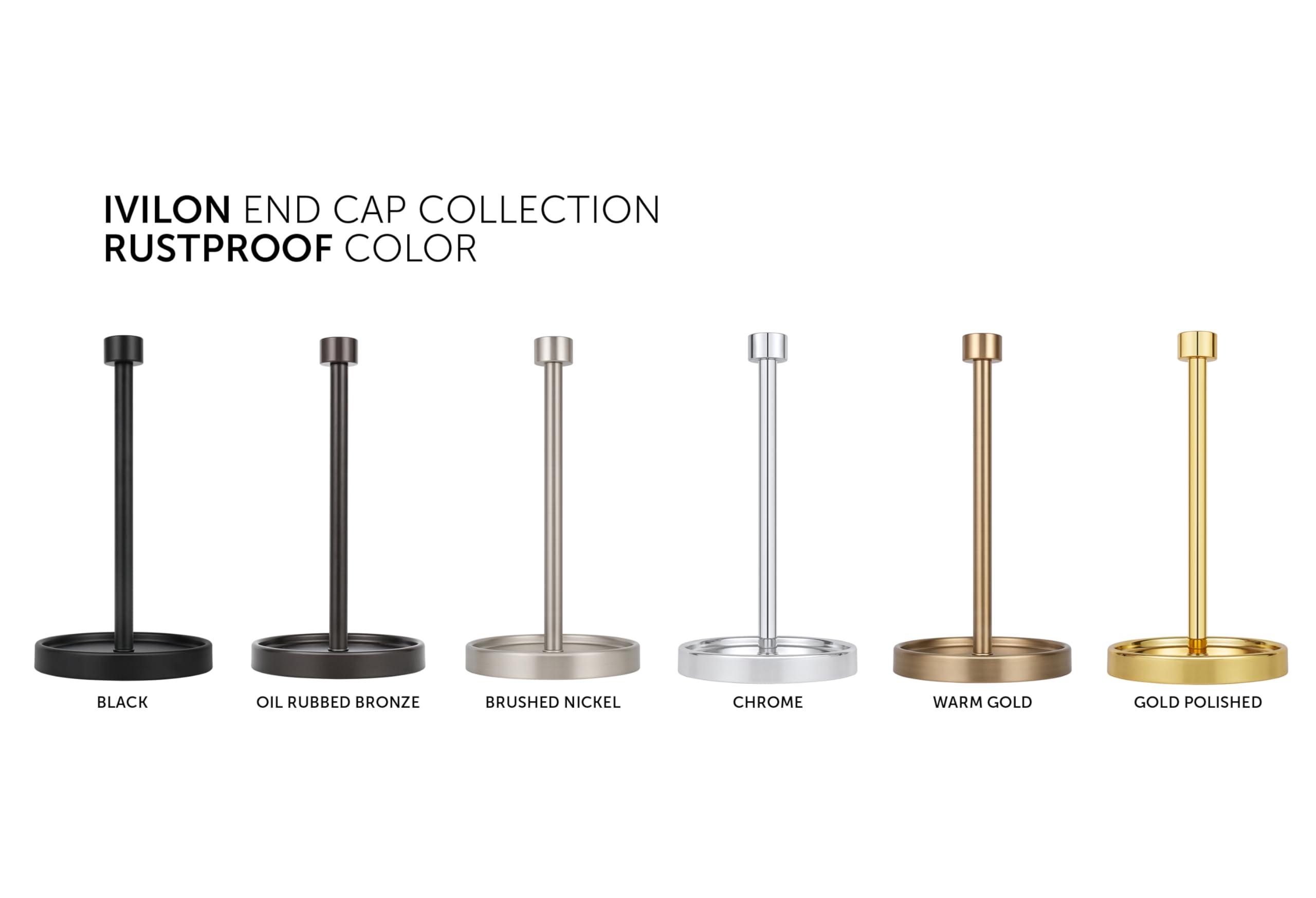 Ivilon Countertop Paper Towel Holder - Modern End Cap Minimalist Design - Color Warm Gold - Image 5