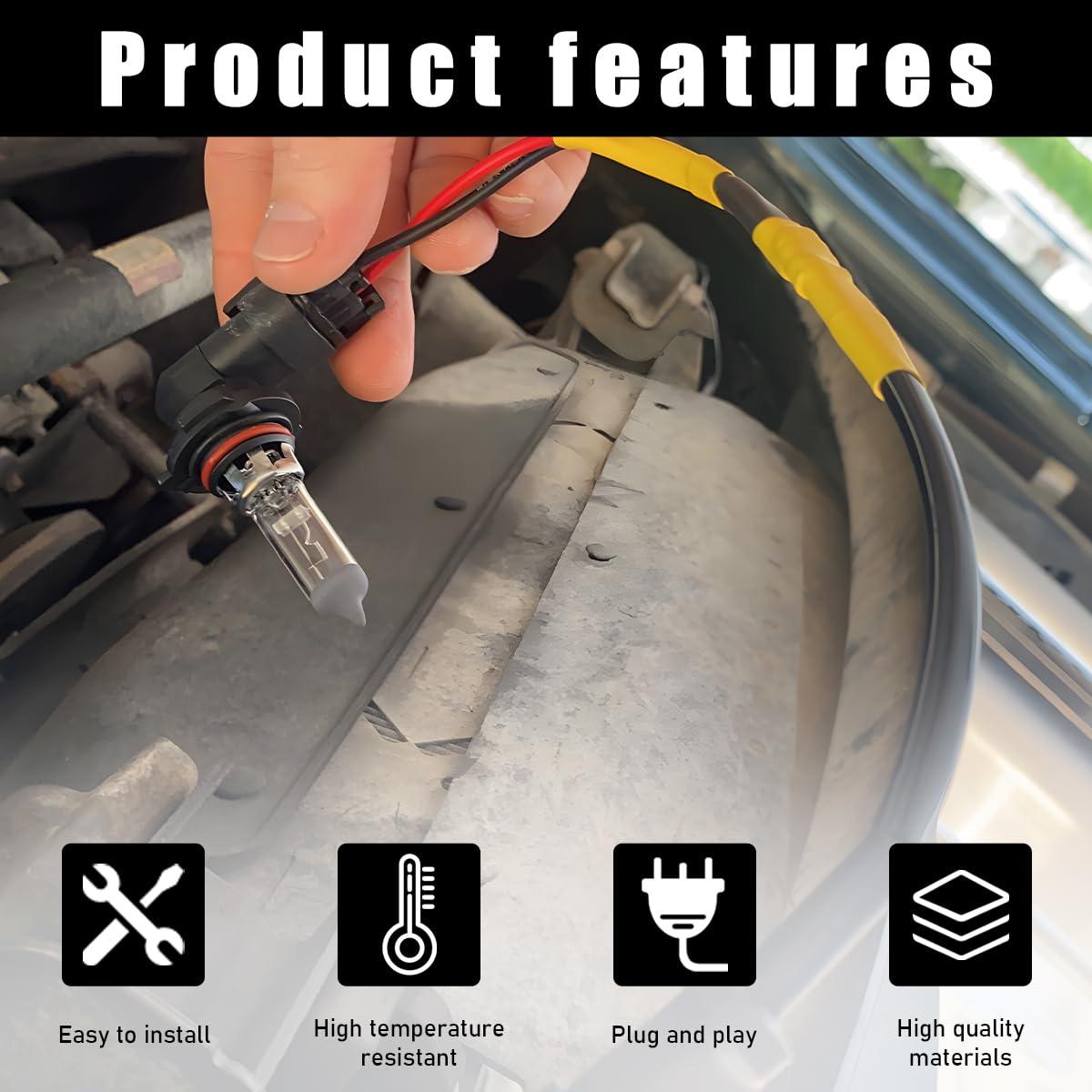 Wevdn 2 PCS 9005 HB3 9006 HB4 9012 Bulb Socket, Headlight Connector Female Adapter Wiring Harness Socket, Automotive Headlights Fog Lights Socket Wire Replacement, Car Accessories - Image 4