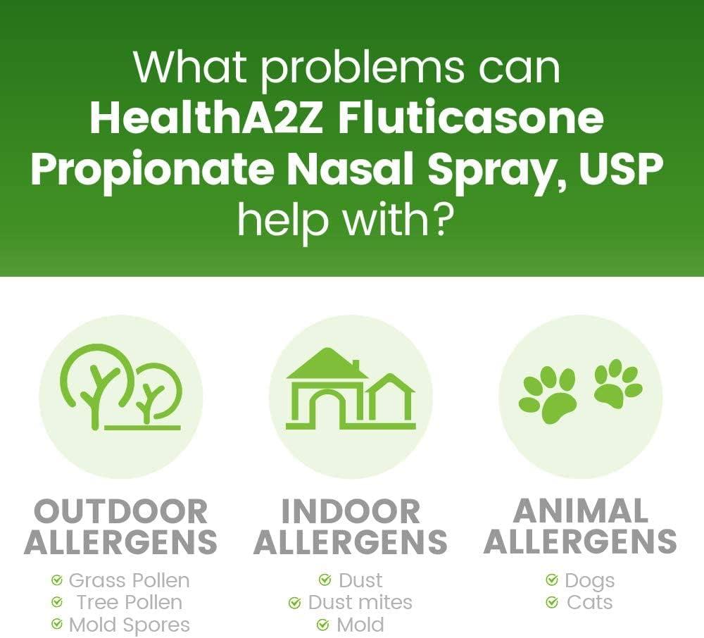 HealthA2Z® Fluticasone Propionate Nasal Sprays | Allery Relief Spray | Runny Nose | Nasal Congestion | Sneezing | Itchy Watery Eyes | 24 Hour Allergy Relief | (2 Packs) - Image 6