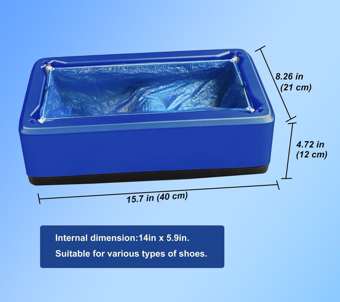Automatic Shoe Cover Dispenser Shoe Cover Machine for Indoors Reusable,Booties Portable Dispenser 100pcs Plastic Shoe Covers,Disposable Boot Cover Fits One Size,Non Slip,Waterproof,Dust Proof (Blue) - Image 3