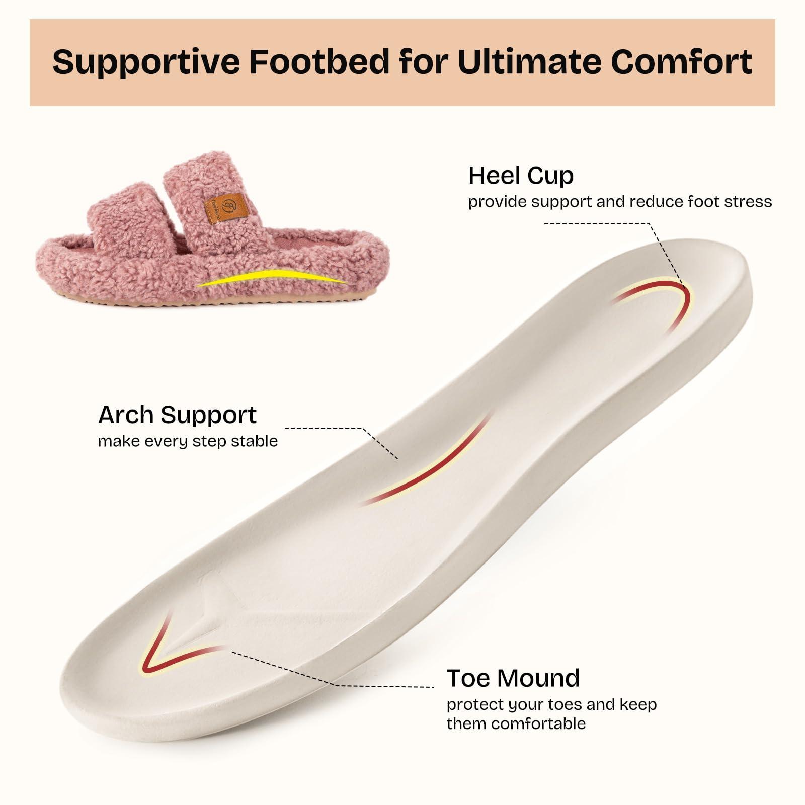 EverFoams Womens Fuzzy Open-toe Slippers Soft Comfy Memory Foam Indoor House Shoes - Image 3