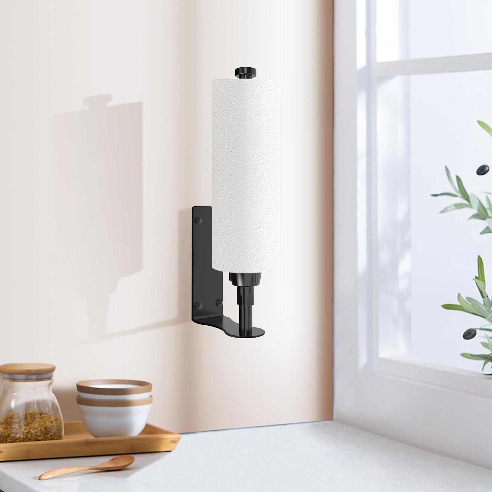 SetSail Paper Towel Holder, Single Hand Operable Paper Towel Holder Under Cabinet with Adjustable Damper Easy Tear Wall Mount Self-Adhesive or Drilled for Kitchen Bathroom, Black - Image 2