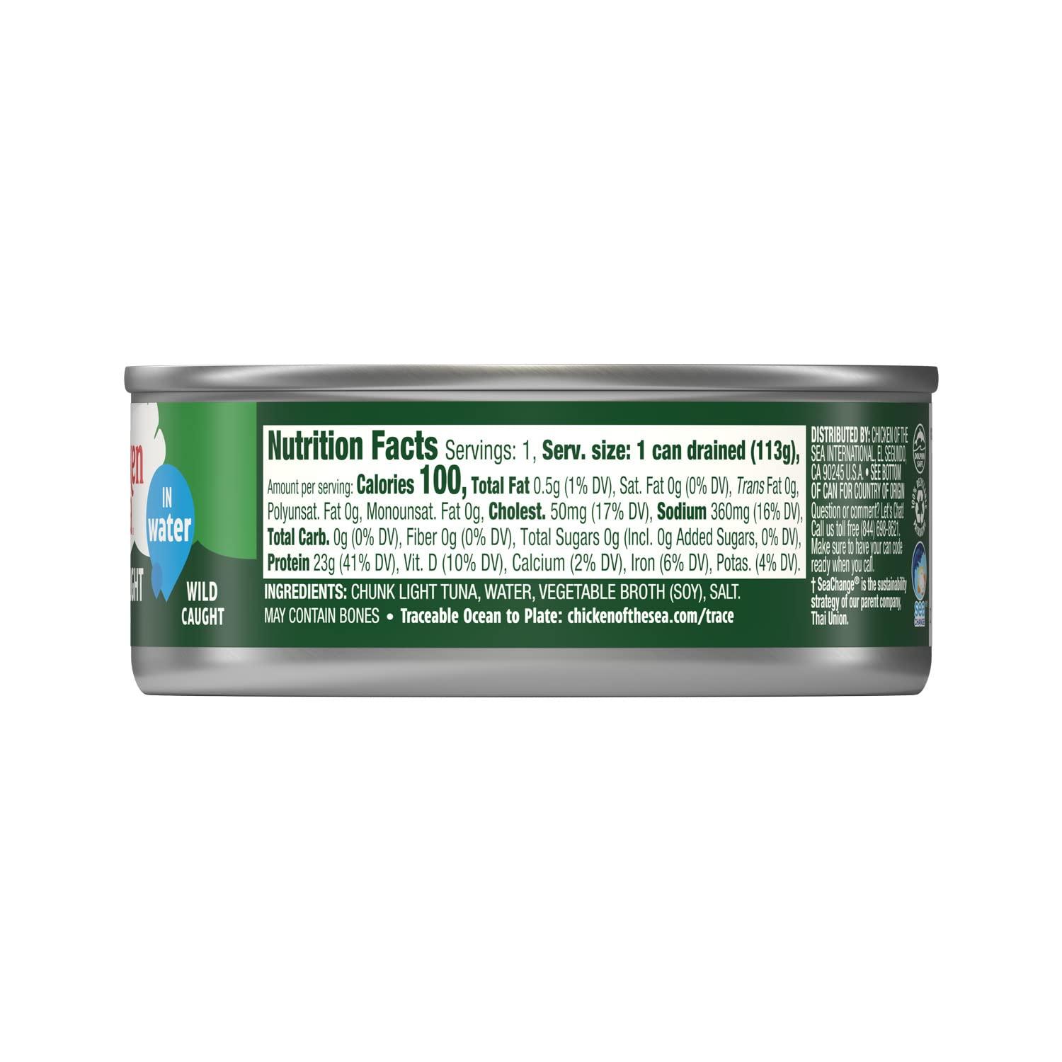 Chicken of the Sea Chunk Light Tuna in Water, 5 Ounce Cans (Pack of 10), Wild Caught Canned Tuna - Image 2