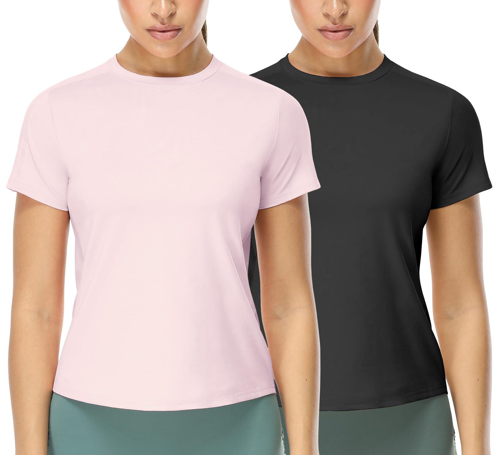 icyzone Women's Short Sleeve Workout T-Shirt Breathable Quick Dry Athletic Gym Running Tops Yoga Exercise Tees Shirt - Image 1
