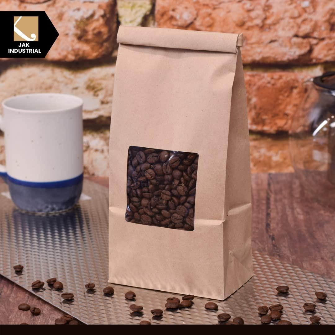 1 Pound Kraft Paper Tin Tie Coffee/Tea Bags With Window - Great for Pastries, Candy, and Bakery Packaging (100) - Image 2