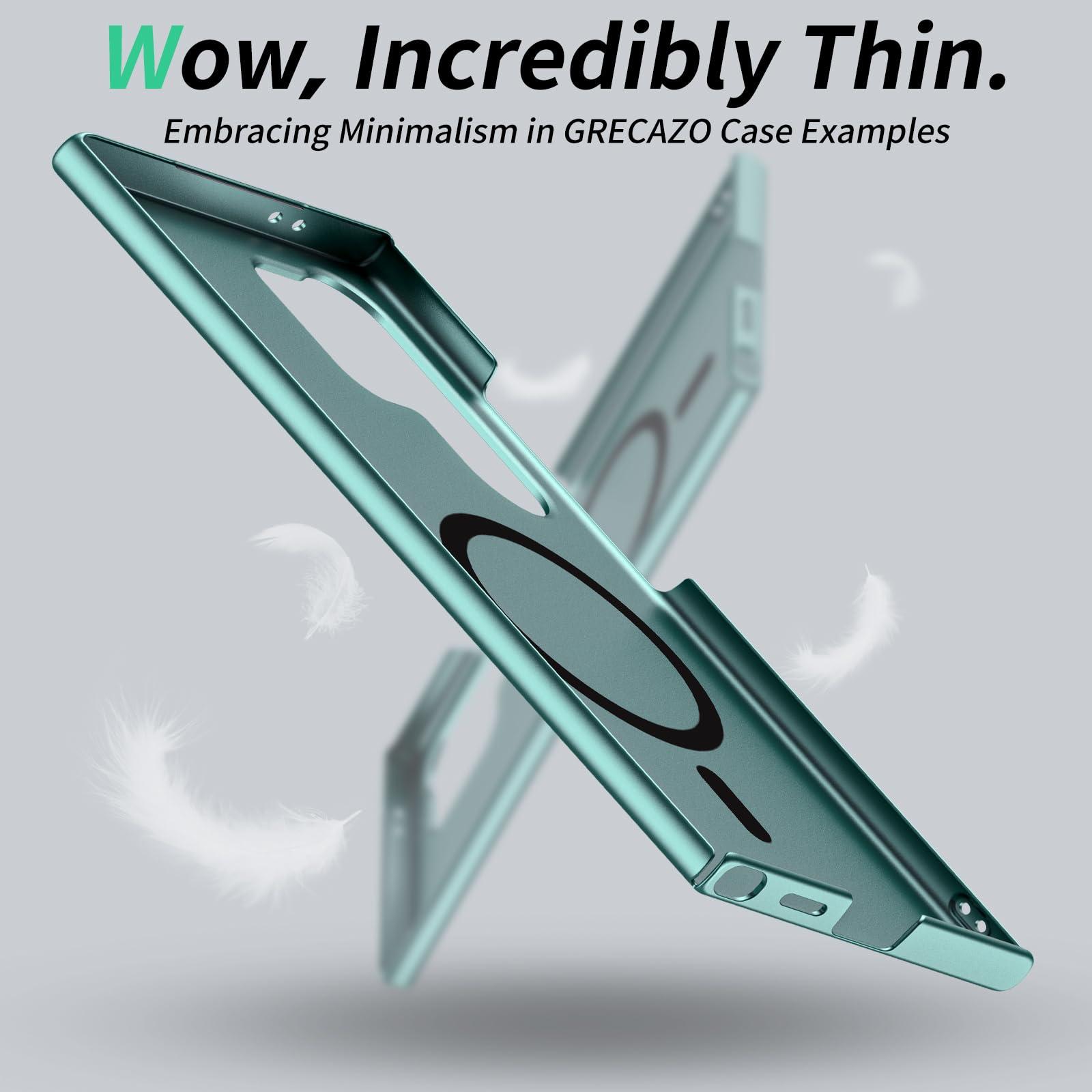 GRECAZO Magnetic Ultra Thin Frosted Designed for Samsung Galaxy S25 Ultra Phone Case 6.9 inch Slim Minimalist Lightweight Matte Hard [Compatibility with MagSafe] Cover Protective Case- Dark Green - Image 6