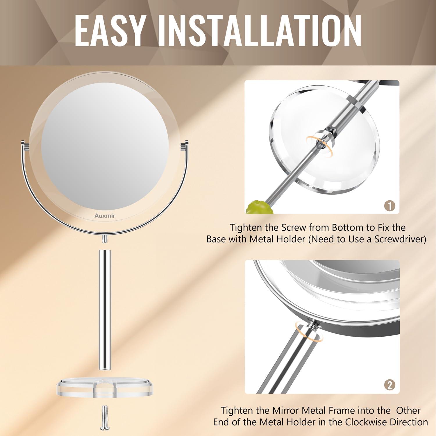 Auxmir 20X Magnifying Makeup Mirror, Double Sided 1X/20X Magnifying Mirror, Tabletop Magnified Vanity Mirror with Magnification, 360° Rotation, Stand for Dressing Table, Bathroom, Bedroom - Image 8