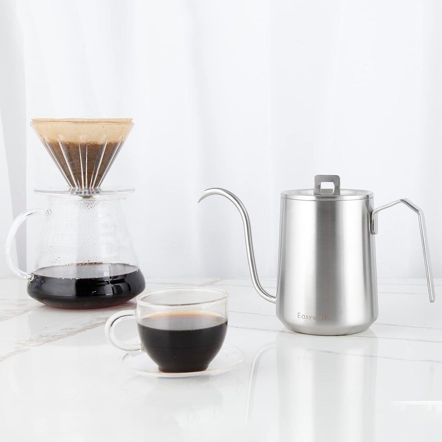 Easyworkz Gooseneck Pour Over Coffee Kettle 20 oz Stainless Steel Hand Drip Coffee Pot With Long Narrow Spout, Brushed Silver - Image 7