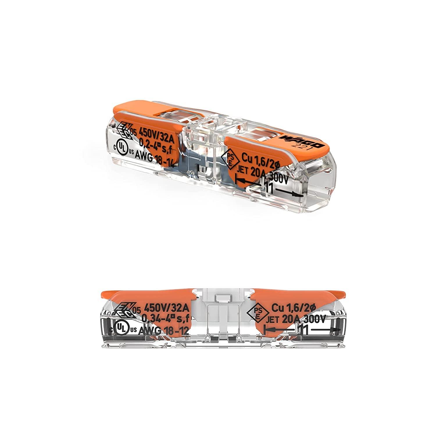 221-2401 | WAGO Lever-Nuts® Inline Splicing Connector | for Solid and Stranded Conductors | 2-Conductor with Operating levers | 24-12 AWG | Transparent housing | White Cover | [Box of 60 Pieces] - Image 3