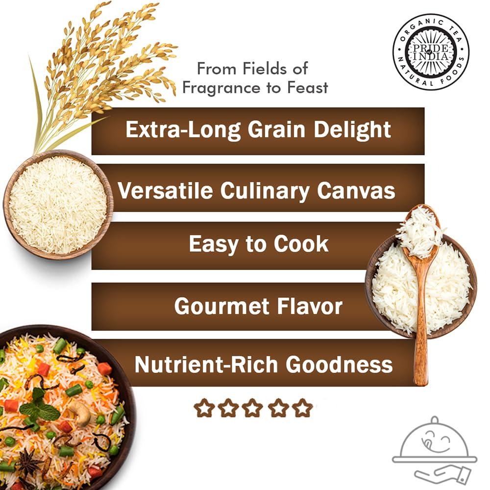 Pride Of India - Extra Long Indian Basmati Rice, Naturally Aged Aromatic Grain, 3 lbs Jar - Image 4