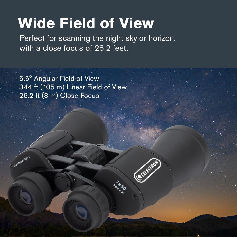 Celestron - Cometron 7x50 Astronomy Binoculars – Entry-Level for Stargazing and Comet Watching – Large 50mm Objective Lenses – Wide 6.6° Field of View – Multi-Coated Optics - Image 5