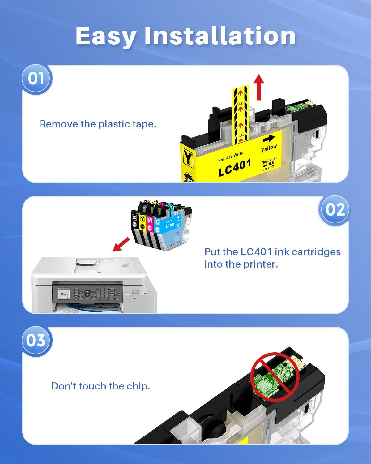 INK4U LC401 LC-401 Ink Cartridges Compatible Replacement for LC401 Ink Cartridges to Use with MFC-J1010DW, MFC-J1012DW, MFC-J1170DW Printer (Black Cyan Magenta Yellow, 4 Pack) - Image 6