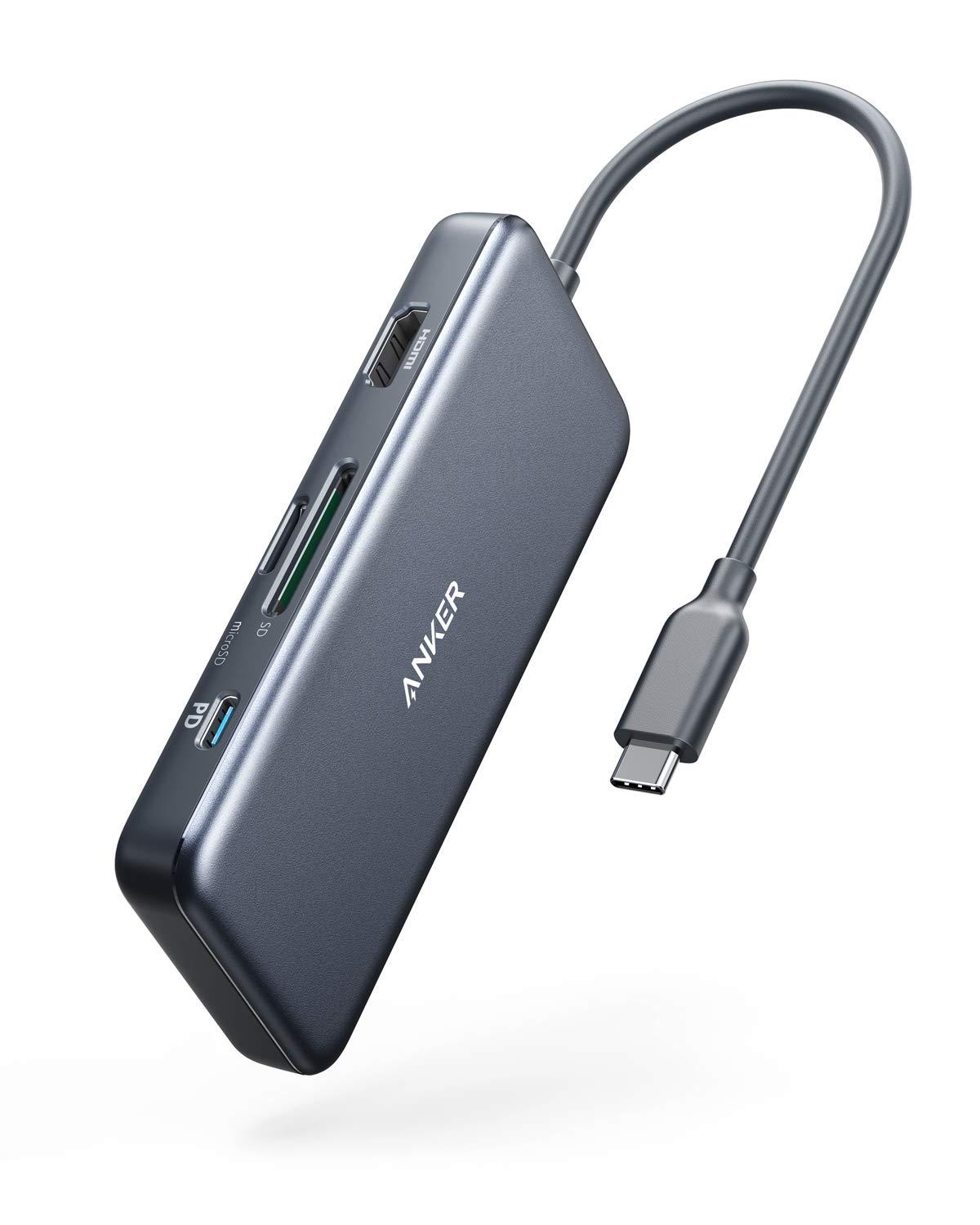 Anker USB C Hub (7-in-1), with 4K HDMI, 100W Power Delivery, USB-C and 2 USB-A 5Gbps Data Ports, microSD and SD Card Reader, for MacBook Air, MacBook Pro, XPS, and More