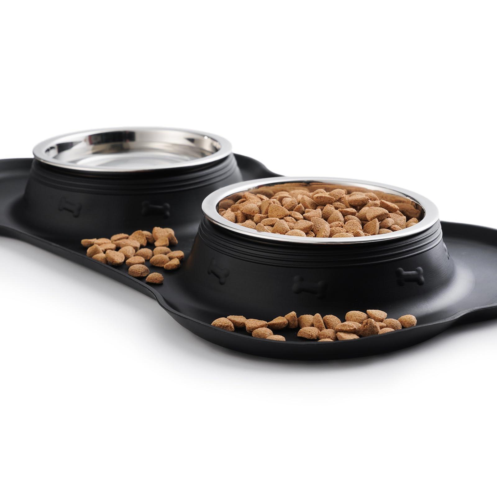 Hubulk Pet Dog Bowls 2 Stainless Steel Dog Bowl with No Spill Non-Skid Silicone Mat + Pet Food Scoop Water and Food Feeder Bowls for Feeding Small Medium Large Dogs Cats Puppies (S, Black) - Image 5