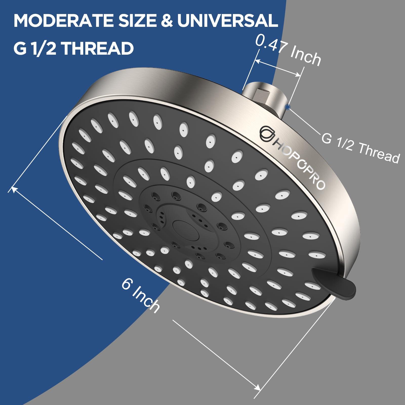 HOPOPRO 5-Mode High Pressure Shower Head - The Washington Post, NBC News, Today TV Show Recommended - High Flow Fixed Showerheads (6 Inch Brushed Nickel) - Image 2