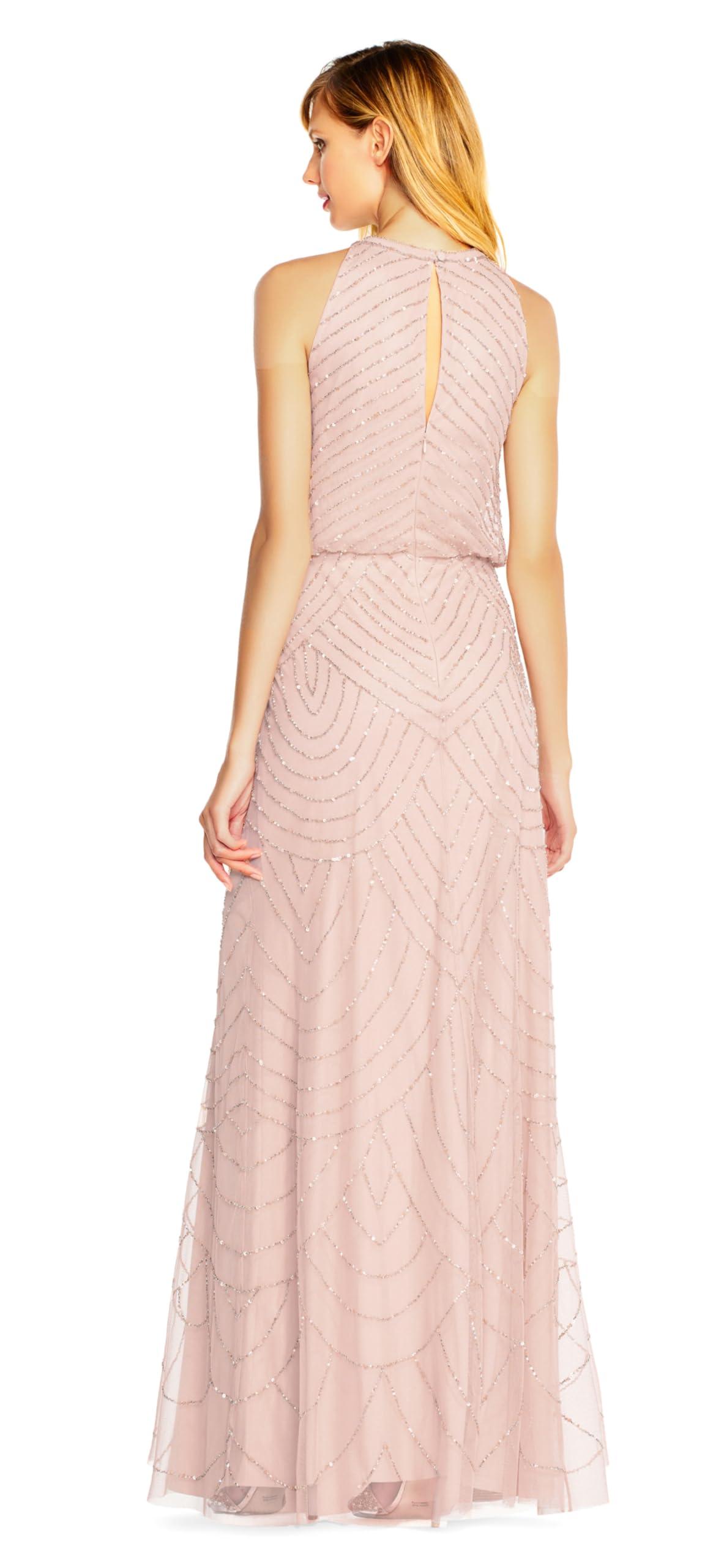Adrianna Papell Women's Halter Art Deco Beaded Blouson Dress - Image 2