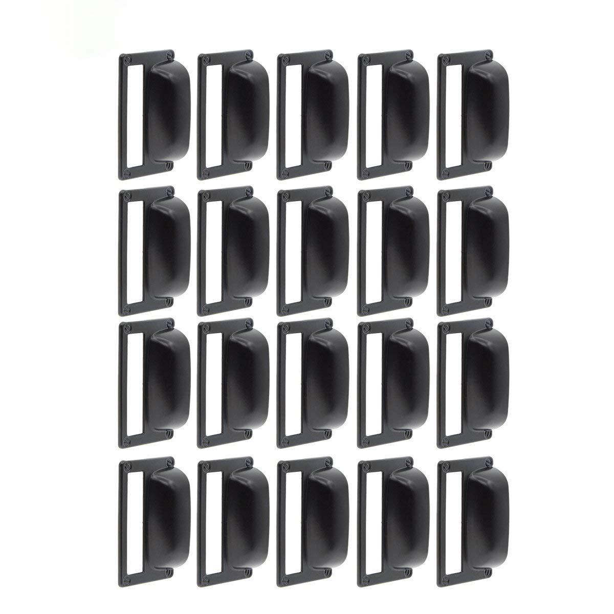 Saim 20 Pieces 3.2x2inch Black Cardholder Drawer Pull/Label Frames Card/Iron Drawer Pulls/Cabinet Frame Handles for Office Furniture Cupboard Cabinet