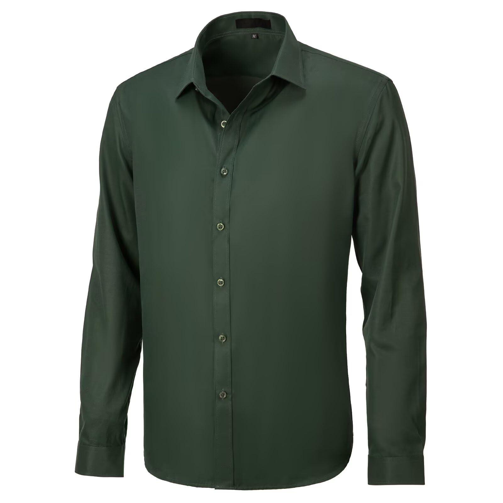 Mens Dress Shirts Classic Solid Long Sleeve Formal Shirt for Men Business Casual Button Down Shirts - Image 3