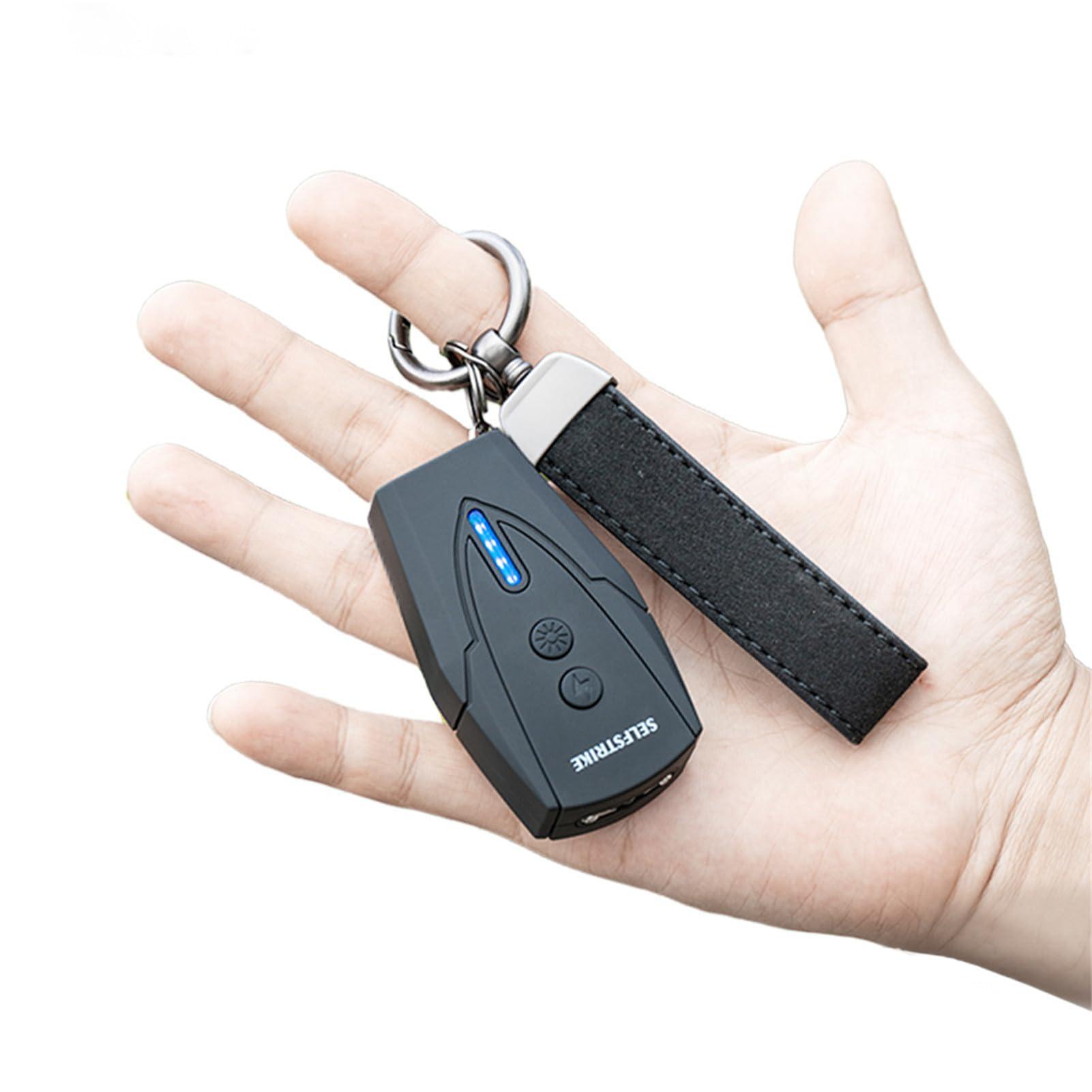 Selfstrike Mini Stun Gun with LED Flashlight and Wrist Strap – Unique Key Chain Design – Using Anti Slip Materials can Better and Faster aim with Charging Cable,mini Screwdriver and User Manual