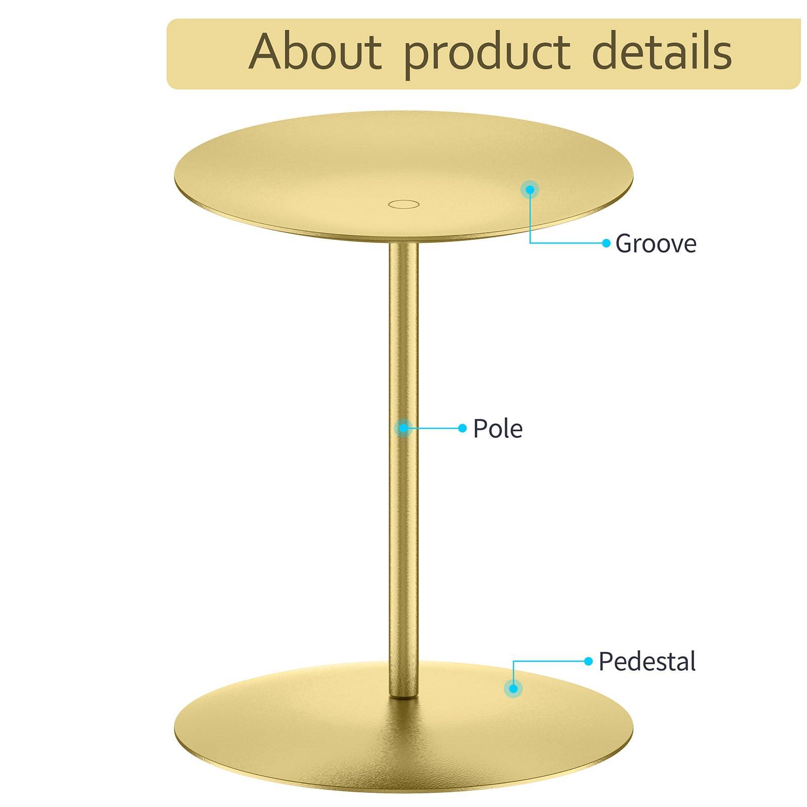 smtyle Gold Metal Cast Iron Candle Holders Set of 3 Centerpieces with Iron-3.5" Diameter Ideal for Pillar LED Candles Table Decor - Image 5