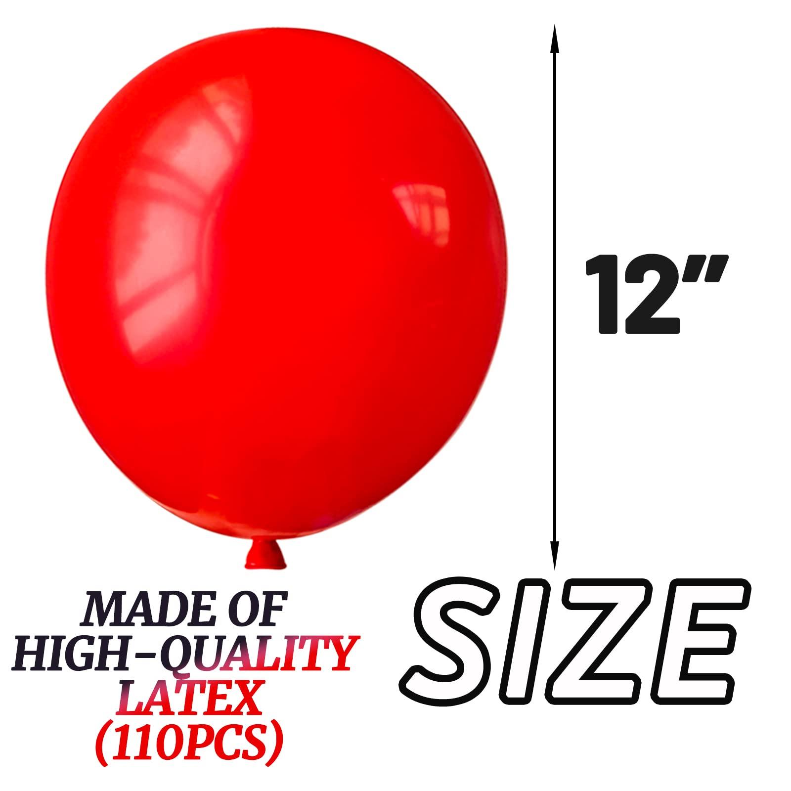 Red Balloon 110pcs, Red Latex Balloons12 inch for Birthday Valentine's Day Wedding(with 2 Ribbons). - Image 3