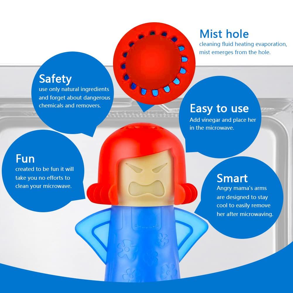 Abnaok Microwave Cleaner, 2 PCS Angry Mama Microwave Cleaner Microwave Oven Steam Cleaner Easily Clean in Minutes Cleans Add Vinegar and Water for Home or Office with English Manual - Image 3
