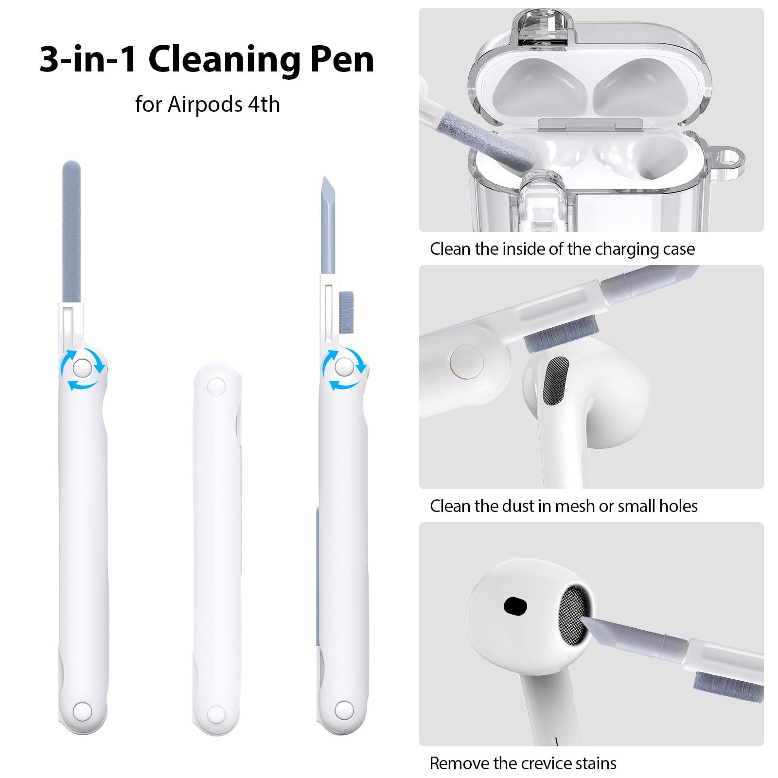 MOFREE Safety Lock Clear Case for Airpods 4 Case 2024 with Cleaner Kit & Elephant Keychain,Soft TPU Transparent airpods 4th Generation Case,Protection Cover for Cute Apple Air pods 4 Case Women Clear - Image 6